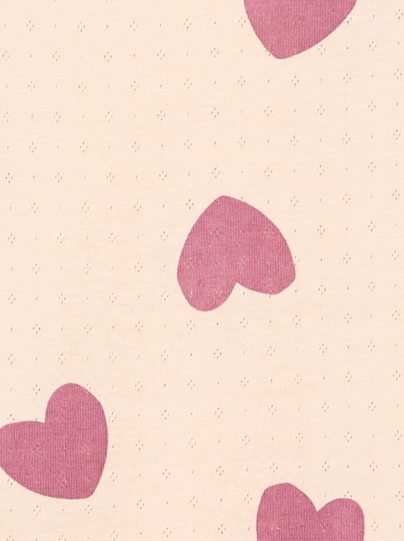 Conjunto de pijama largo de punto calado - 2 piezas Rosa - Kiabi