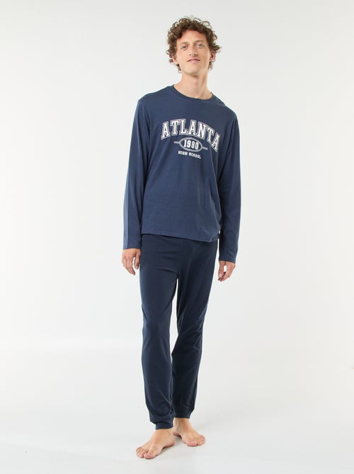 Conjunto de pijama largo de punto camiseta + pantalón - 2 piezas - Kiabi