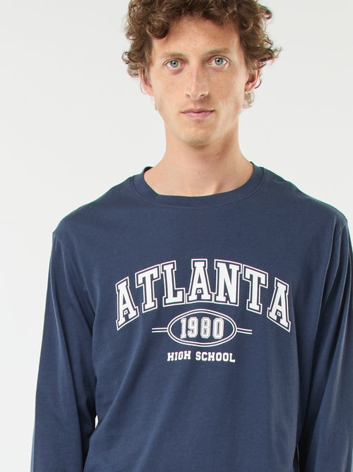 Conjunto de pijama largo de punto camiseta + pantalón - 2 piezas - Kiabi