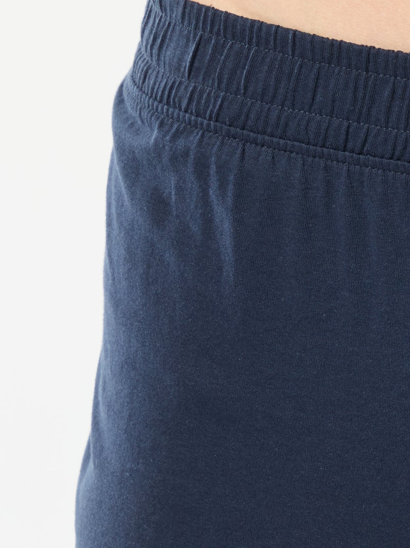 Conjunto de pijama largo de punto camiseta + pantalón - 2 piezas Azul - Kiabi