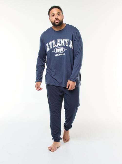 Conjunto de pijama largo de punto camiseta + pantalón - 2 piezas - Kiabi
