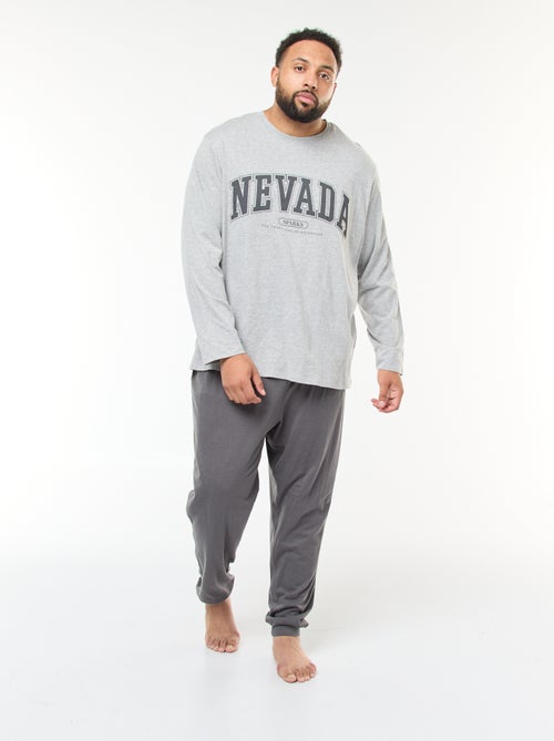 Conjunto de pijama largo de punto camiseta + pantalón - 2 piezas - Kiabi