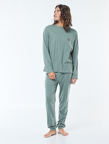 Conjunto de pijama largo de punto camiseta + pantalón - 2 piezas