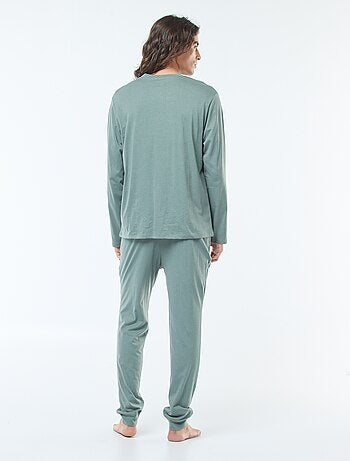 Conjunto de pijama largo de punto camiseta + pantalón - 2 piezas