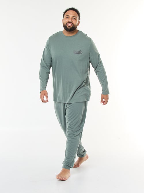 Conjunto de pijama largo de punto camiseta + pantalón - 2 piezas - Kiabi