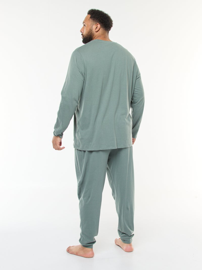 Conjunto de pijama largo de punto camiseta + pantalón - 2 piezas Verde - Kiabi