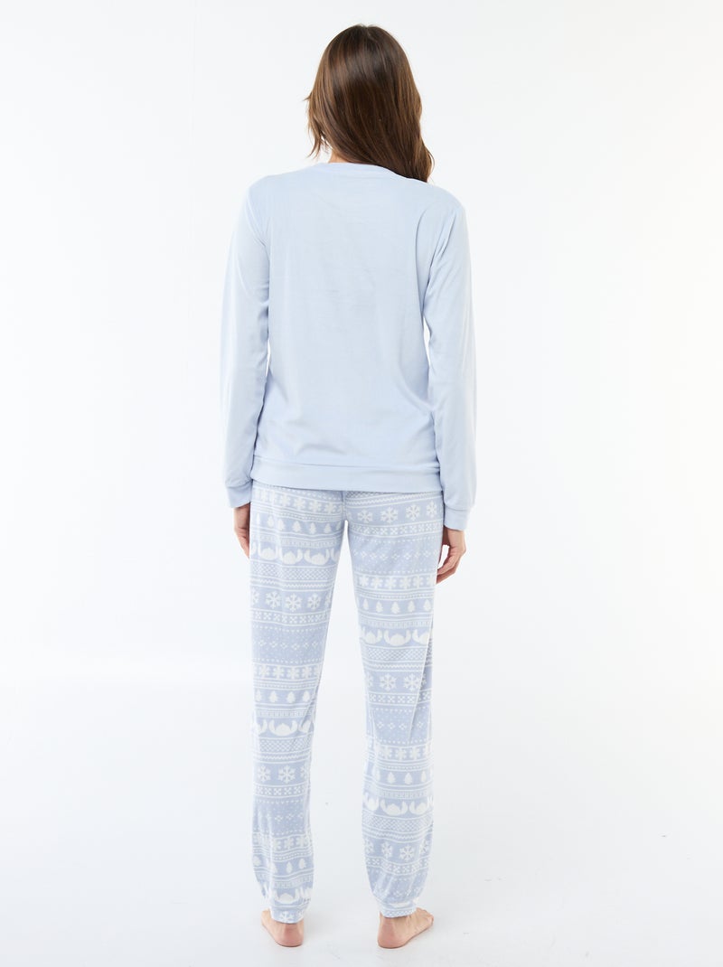 Conjunto de pijama largo de terciopelo - 2 piezas Azul - Kiabi
