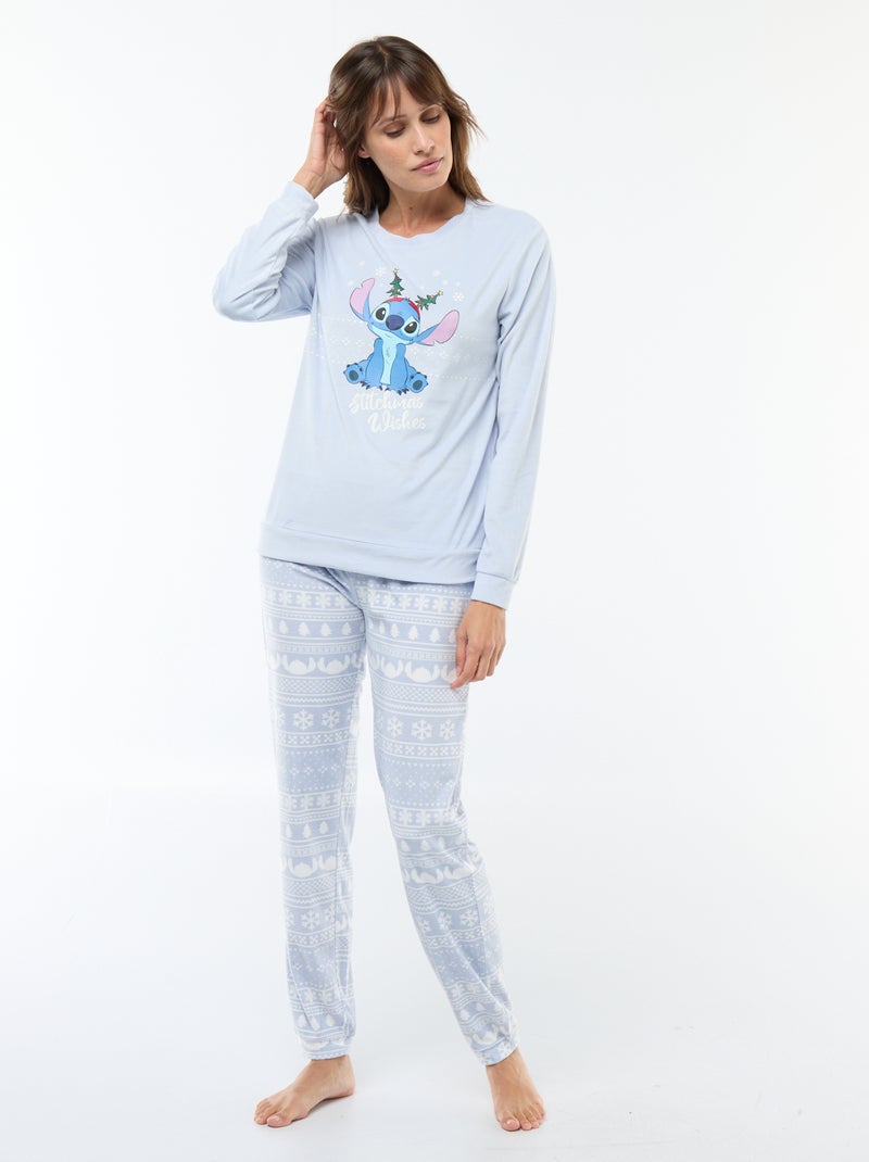 Conjunto de pijama largo de terciopelo - 2 piezas Azul - Kiabi