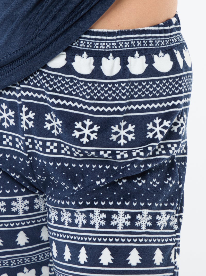 Conjunto de pijama largo de terciopelo - 2 piezas Azul - Kiabi