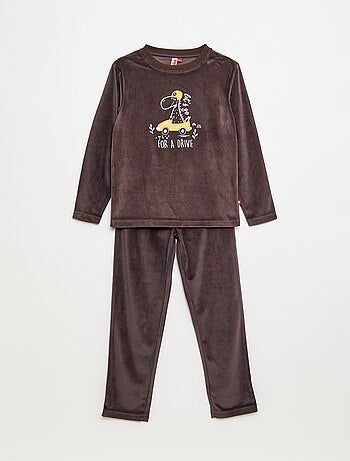 Conjunto de pijama largo de terciopelo - 2 piezas