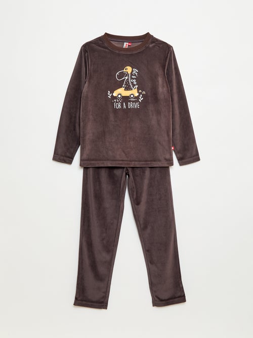 Conjunto de pijama largo de terciopelo - 2 piezas - Kiabi