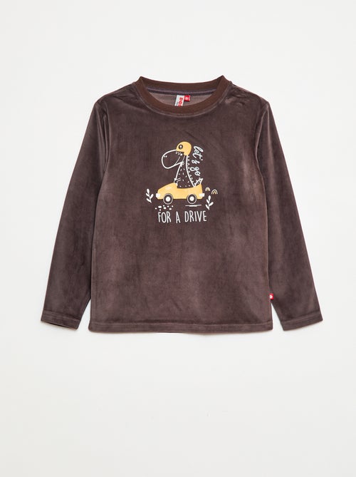 Conjunto de pijama largo de terciopelo - 2 piezas - Kiabi