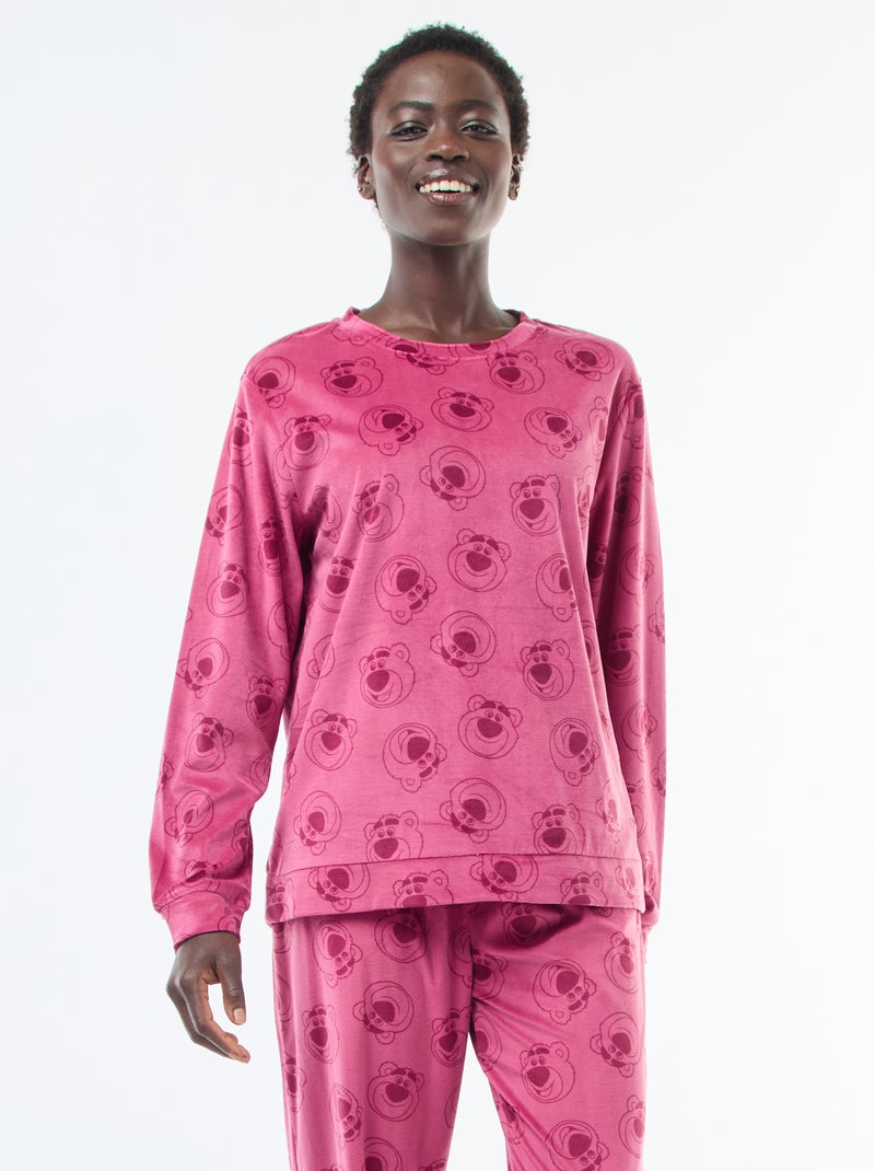 Conjunto de pijama largo de terciopelo - 2 piezas Rosa - Kiabi