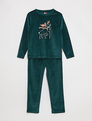 Conjunto de pijama largo de terciopelo - 2 piezas