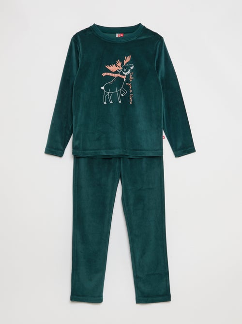 Conjunto de pijama largo de terciopelo - 2 piezas - Kiabi