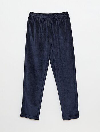 Conjunto de pijama largo de terciopelo camiseta + pantalón - 2 piezas