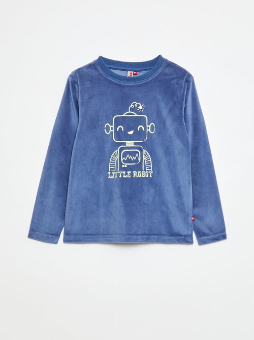 Conjunto de pijama largo de terciopelo camiseta + pantalón - 2 piezas - Kiabi Conjunto de pijama largo de terciopelo camiseta + pantalón - 2 piezas - Kiabi