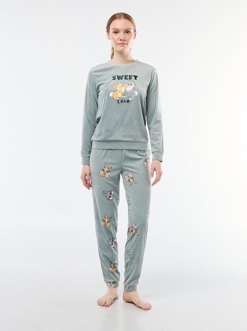 Conjunto de pijama largo de terciopelo 'Pampan' 'Disney' - 2 piezas - Kiabi