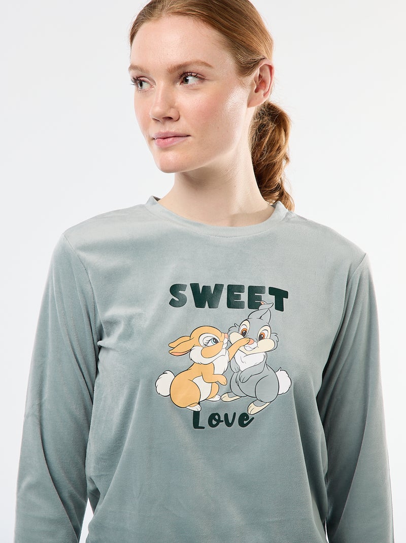 Conjunto de pijama largo de terciopelo 'Pampan' 'Disney' - 2 piezas Verde - Kiabi