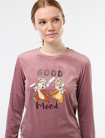 Conjunto de pijama largo de terciopelo 'Stitch' 'Disney' - 2 piezas