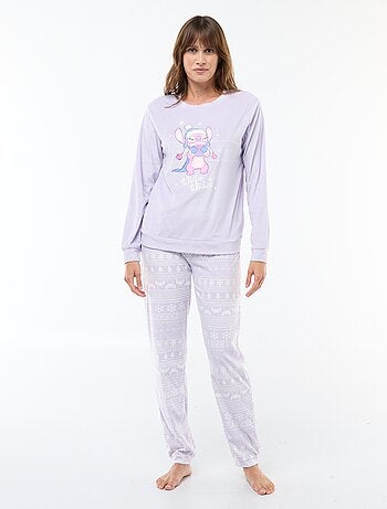 Conjunto de pijama largo de terciopelo 'Stitch' 'Disney' - 2 piezas