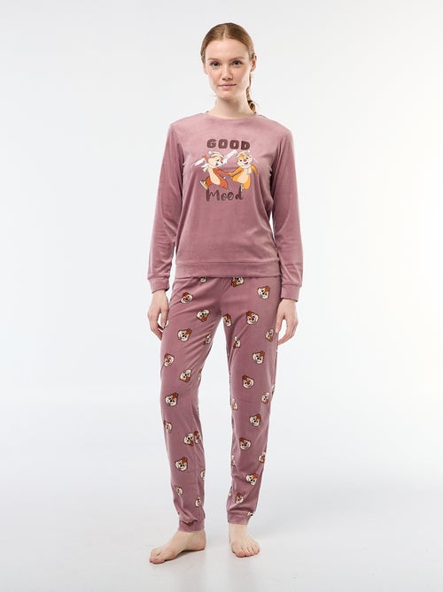 Conjunto de pijama largo de terciopelo 'Tic Tac' 'Disney' - 2 piezas - Kiabi