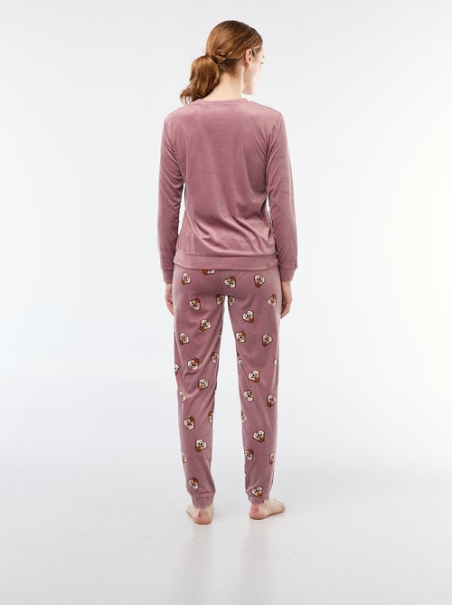 Conjunto de pijama largo de terciopelo 'Tic Tac' 'Disney' - 2 piezas - Kiabi