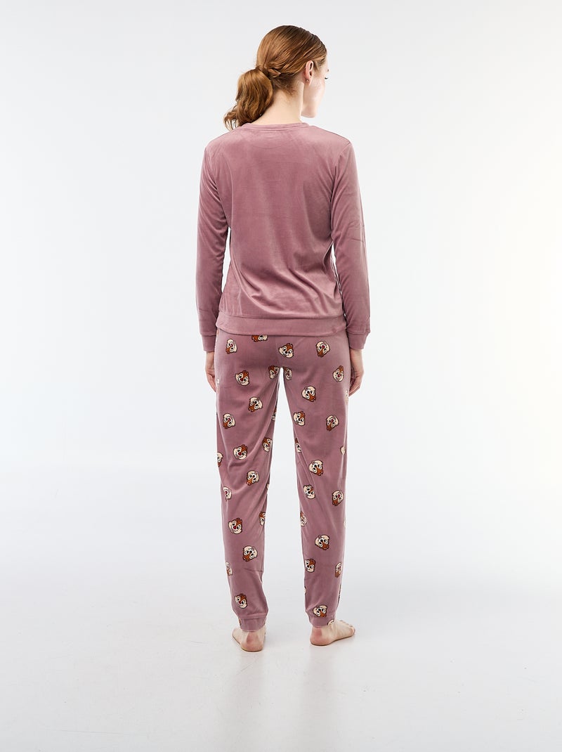 Conjunto de pijama largo de terciopelo 'Tic Tac' 'Disney' - 2 piezas Purpura - Kiabi