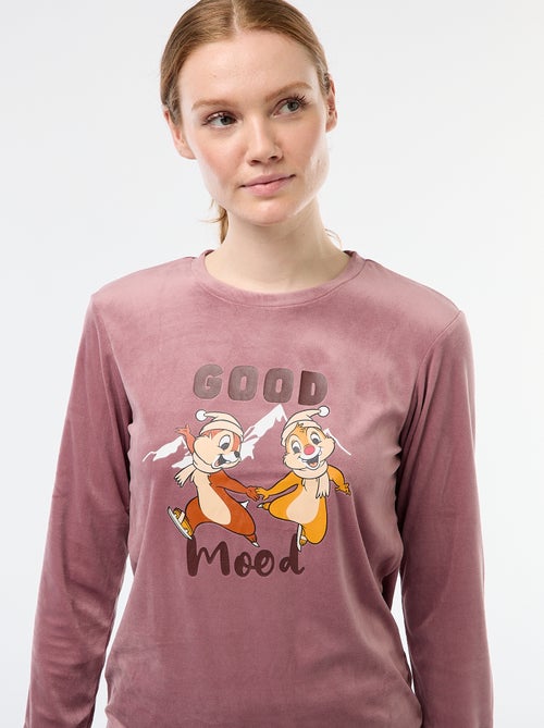 Conjunto de pijama largo de terciopelo 'Tic Tac' 'Disney' - 2 piezas - Kiabi