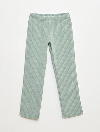 Conjunto de pijama largo en material suave y acanalado camiseta + pantalón - 2 piezas
