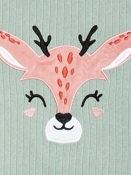 Conjunto de pijama largo en material suave y acanalado camiseta + pantalón - 2 piezas - Kiabi