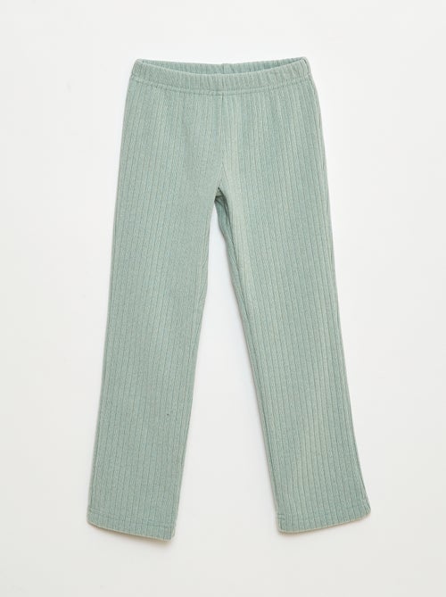 Conjunto de pijama largo en material suave y acanalado camiseta + pantalón - 2 piezas - Kiabi