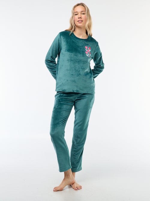 Conjunto de pijama largo en polar - 2 piezas - Kiabi