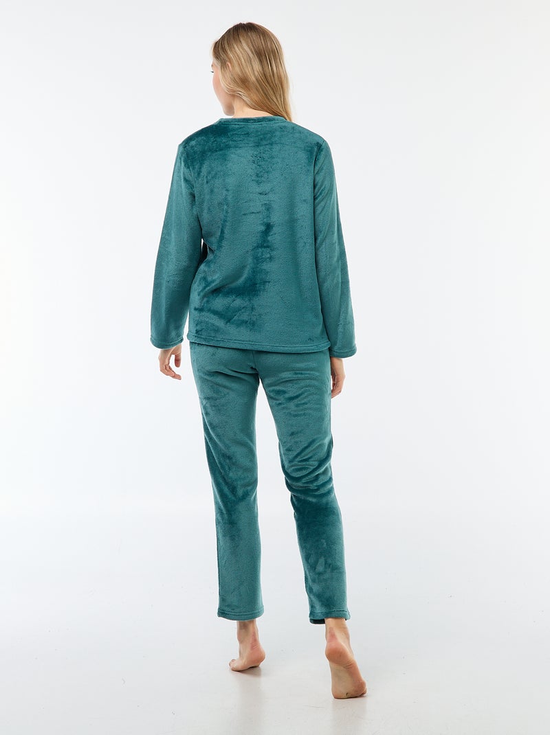 Conjunto de pijama largo en polar - 2 piezas Verde - Kiabi