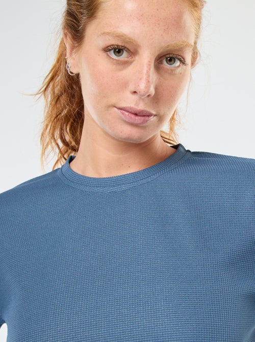 Conjunto de pijama largo en punto gofrado - 2 piezas - Kiabi