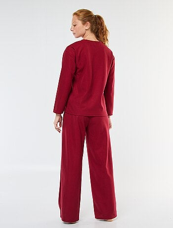 Conjunto de pijama largo en punto gofrado - 2 piezas
