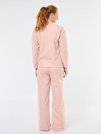 Conjunto de pijama largo en punto gofrado - 2 piezas
