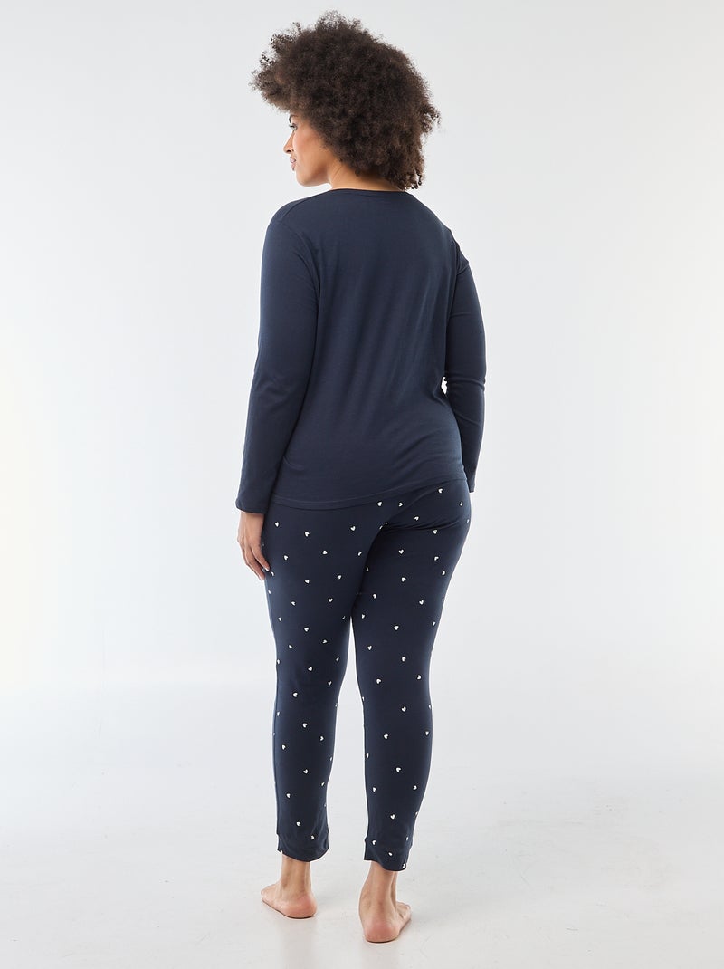 Conjunto de pijama largo estampado - 2 piezas Azul - Kiabi
