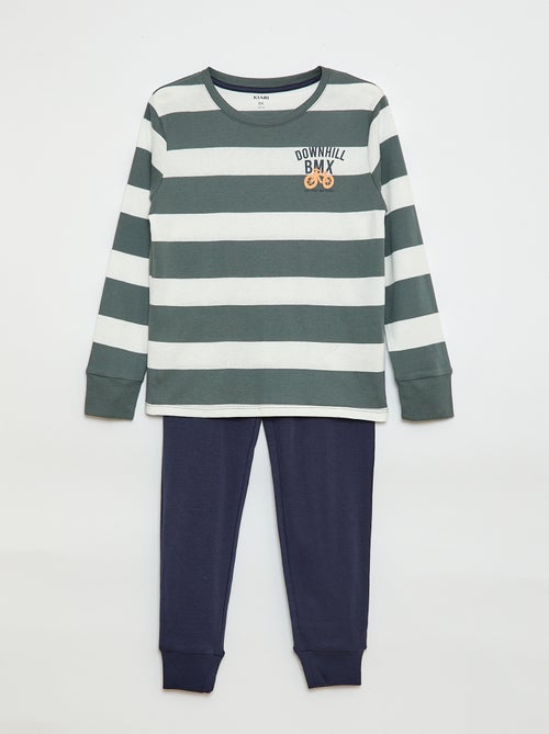 Conjunto de pijama largo estampado - 2 piezas - Kiabi Conjunto de pijama largo estampado - 2 piezas - Kiabi