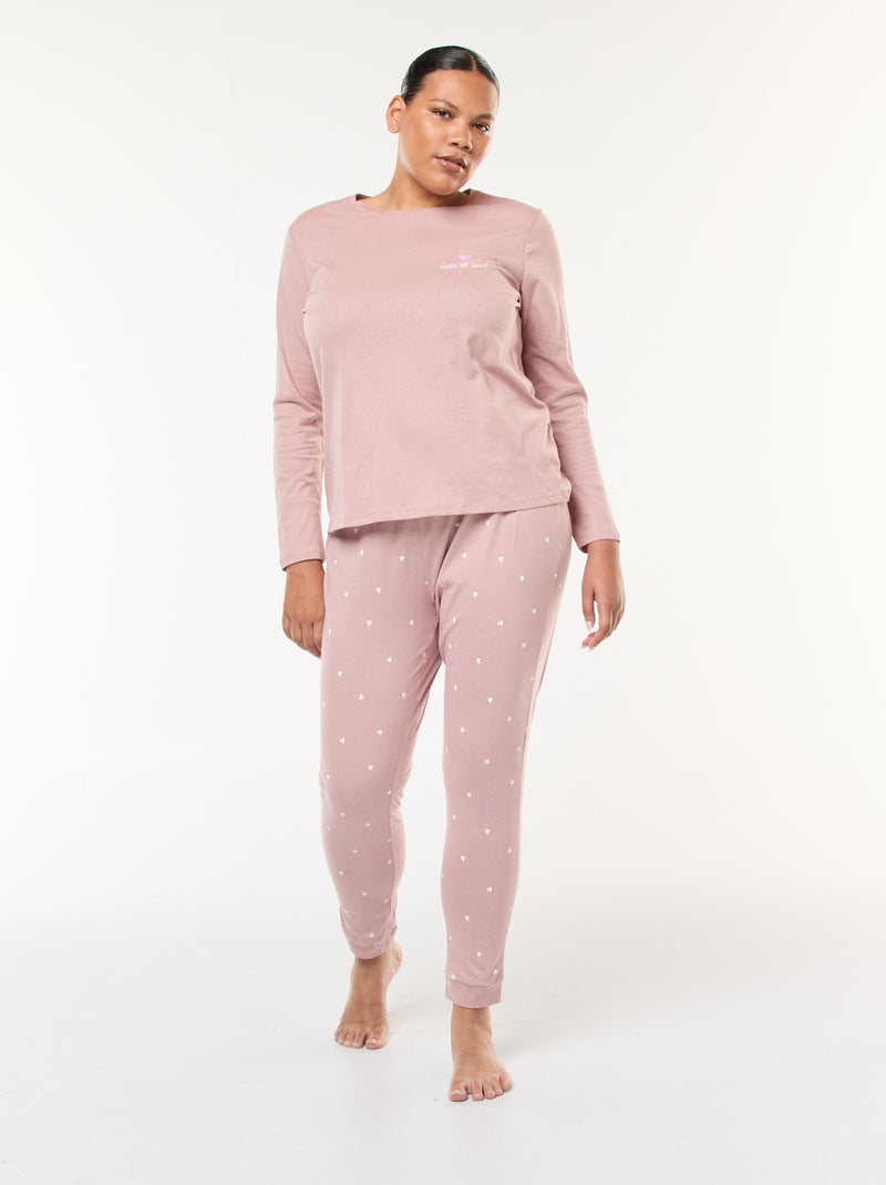 Conjunto de pijama largo estampado - 2 piezas Rosa - Kiabi