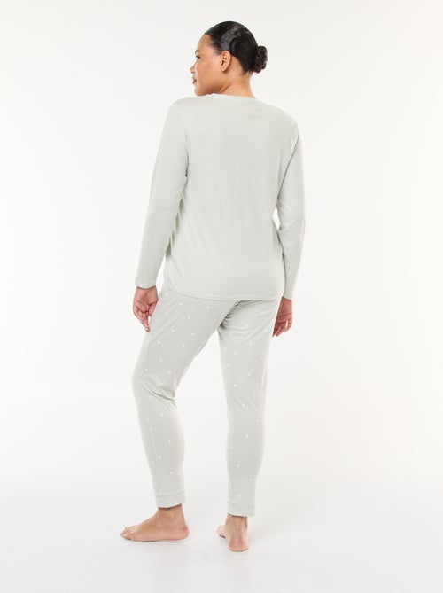 Conjunto de pijama largo estampado - 2 piezas - Kiabi