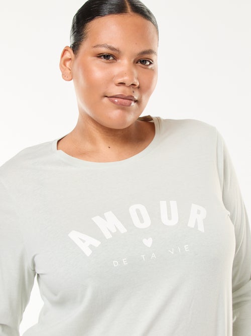 Conjunto de pijama largo estampado - 2 piezas - Kiabi