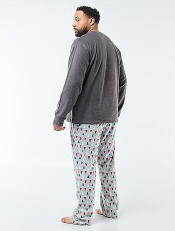 Conjunto de pijama largo estampado navideño - 2 piezas