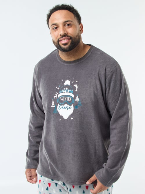 Conjunto de pijama largo estampado navideño - 2 piezas - Kiabi