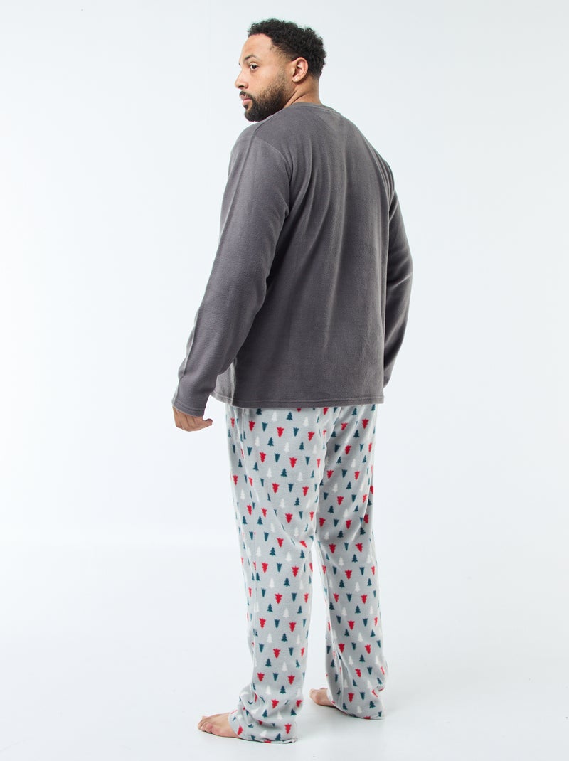 Conjunto de pijama largo estampado navideño - 2 piezas Gris - Kiabi