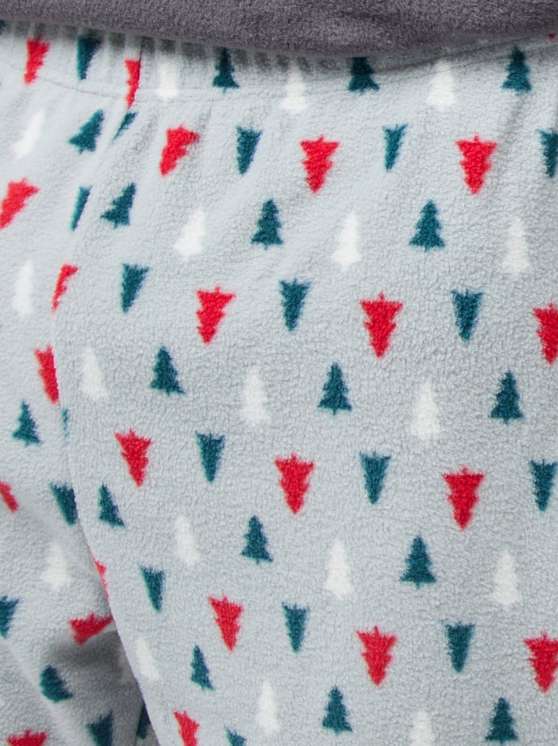 Conjunto de pijama largo estampado navideño - 2 piezas Gris - Kiabi