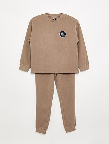 Conjunto de pijama largo gofrado - 2 piezas