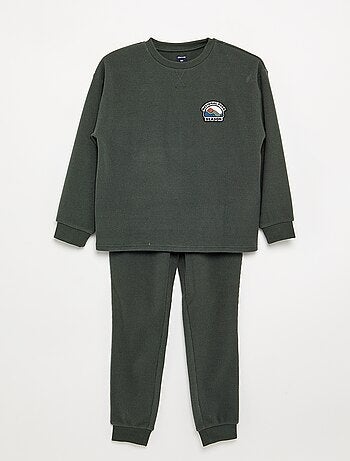 Conjunto de pijama largo gofrado - 2 piezas
