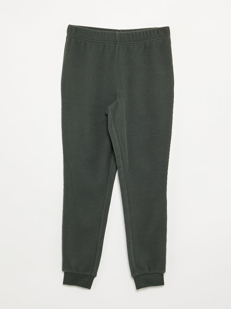 Conjunto de pijama largo gofrado - 2 piezas Verde - Kiabi