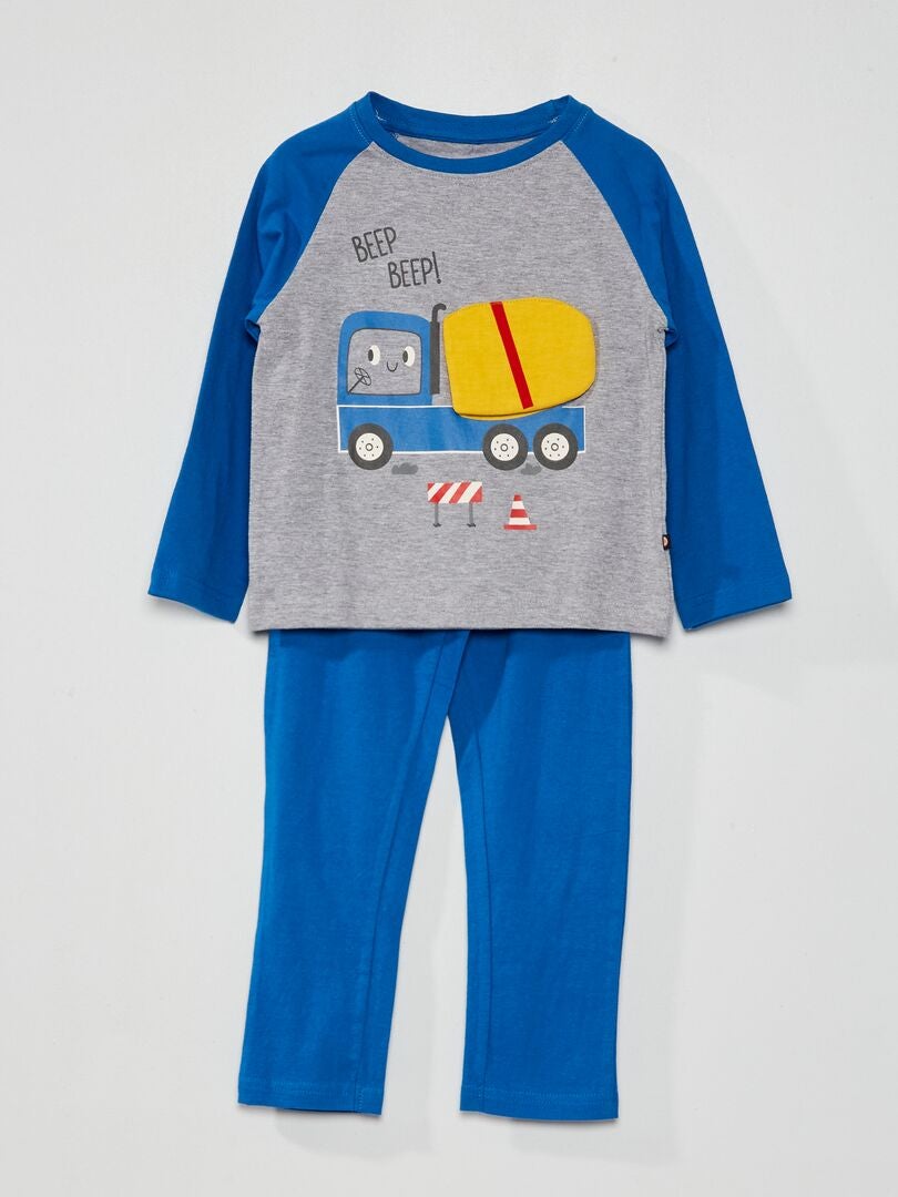 Conjunto de pijama largo gris/azul - Kiabi